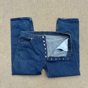 Vintage 90s Levi's 501 Button Fly Original Fit Straight Leg Blue Jeans 40x30